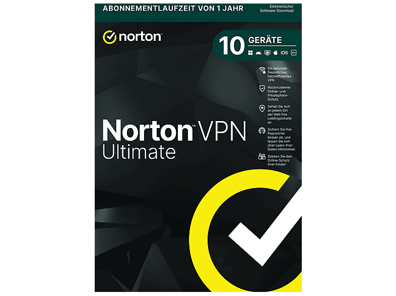 Norton VPN Ultimate 50GB Claud Backup, 1 User, 10 Geräte, 1 Jahr ...