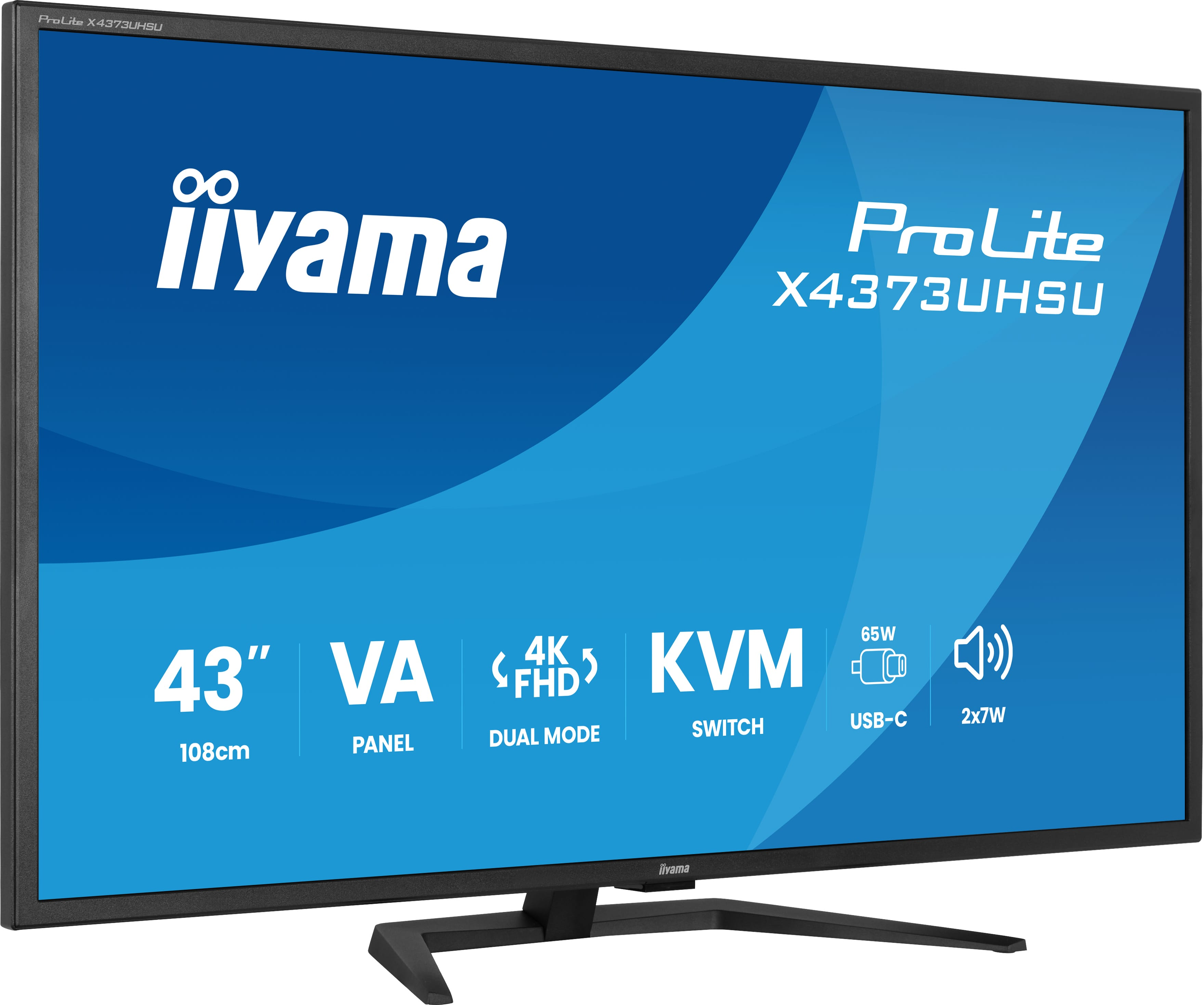Ein 43-Zoll-4K-Monitor von iiyama mit USB-C und KVM-Switch.