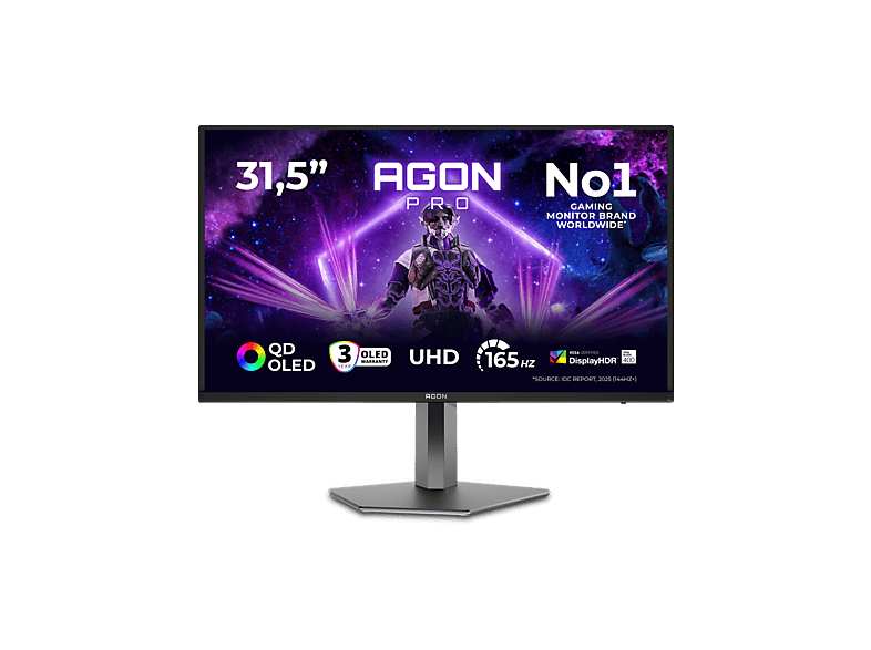 MediaMarkt Agon Pro Ag326ud, Aoc Monitor Gaming, 31.5" Uhd 4K, 165 Hz, 0.03 Ms Gtg, Qd-Oled, Adaptive Sync, Anti-Reflection