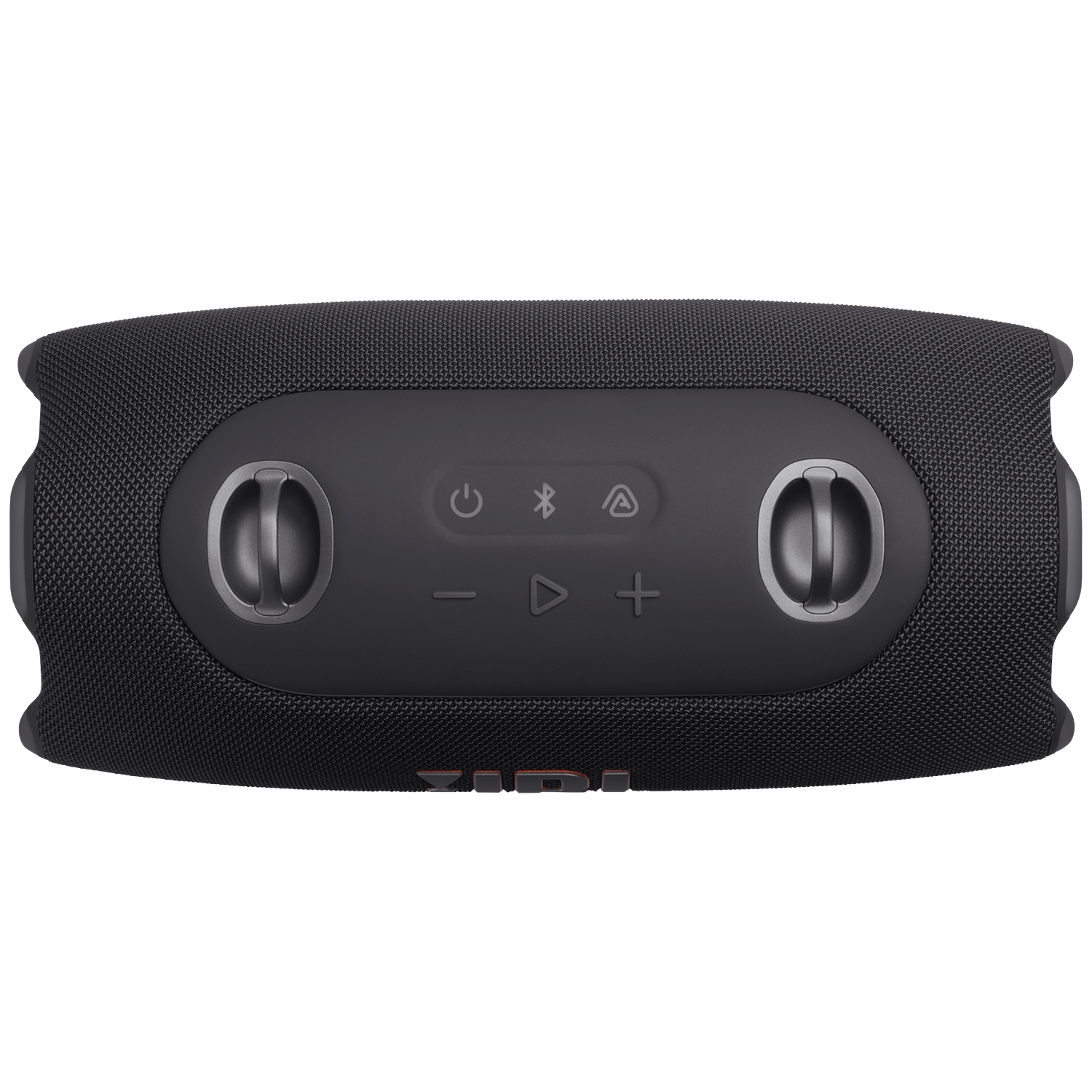 Black portable speaker with control buttons and JBL logo.