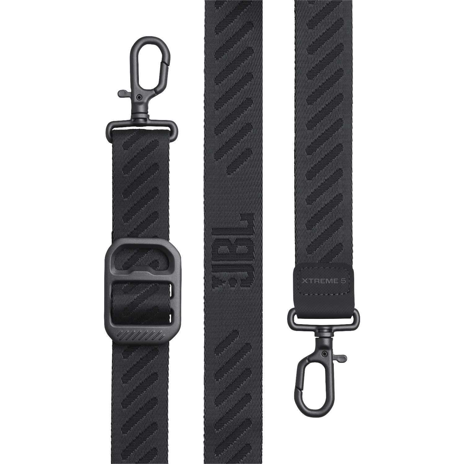 Black strap with silver carabiner hooks and 'JBL Xtreme 5' logo.