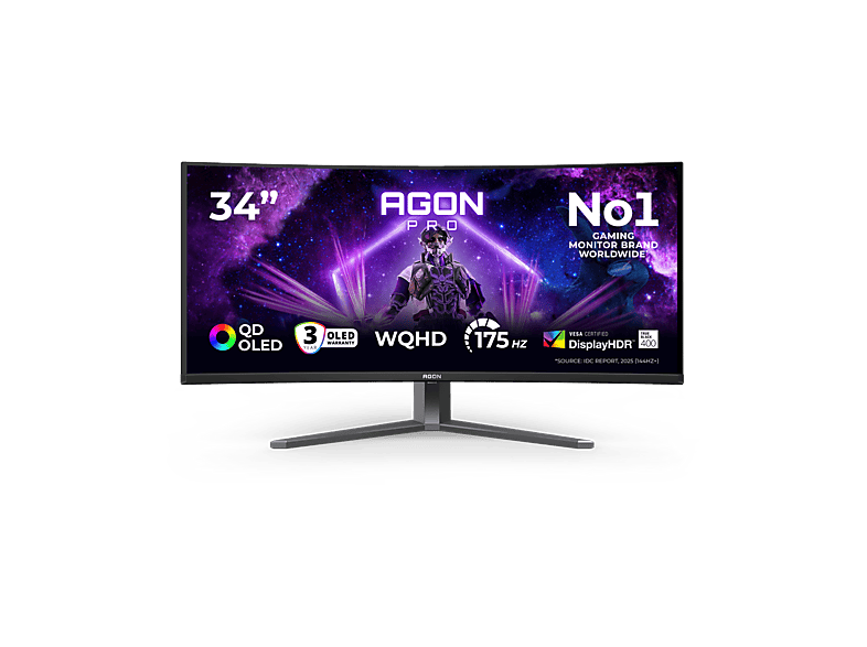 AOC AG346UCD, 34  WQHD, 175 Hz, 0.03 ms GtG, OLED, Curvo, Adaptive Sync, VESA Certified DisplayHDR™ True Black 400