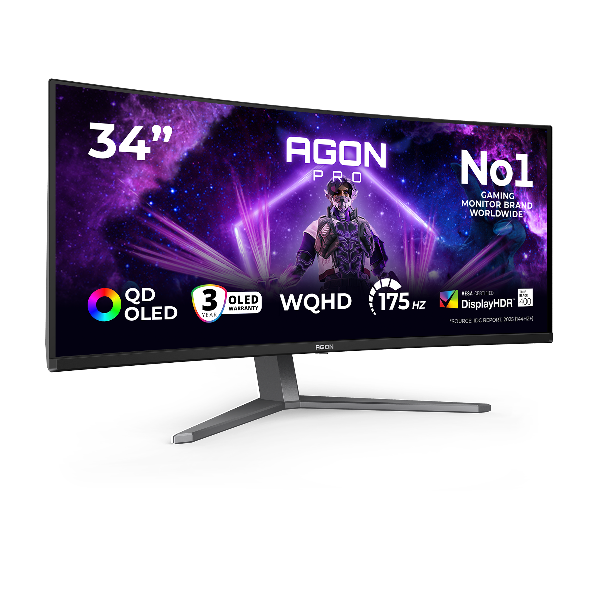Monitor de 34 pulgadas con QD-OLED, WQHD, 175 Hz y DisplayHDR 400.