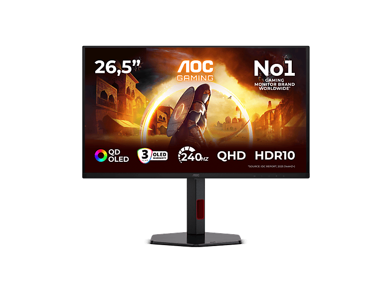 AOC Q27G4ZDR, 26.5 QHD, 240 Hz, 0.03 ms, OLED, Altura Ajustable, HDR10, Negro