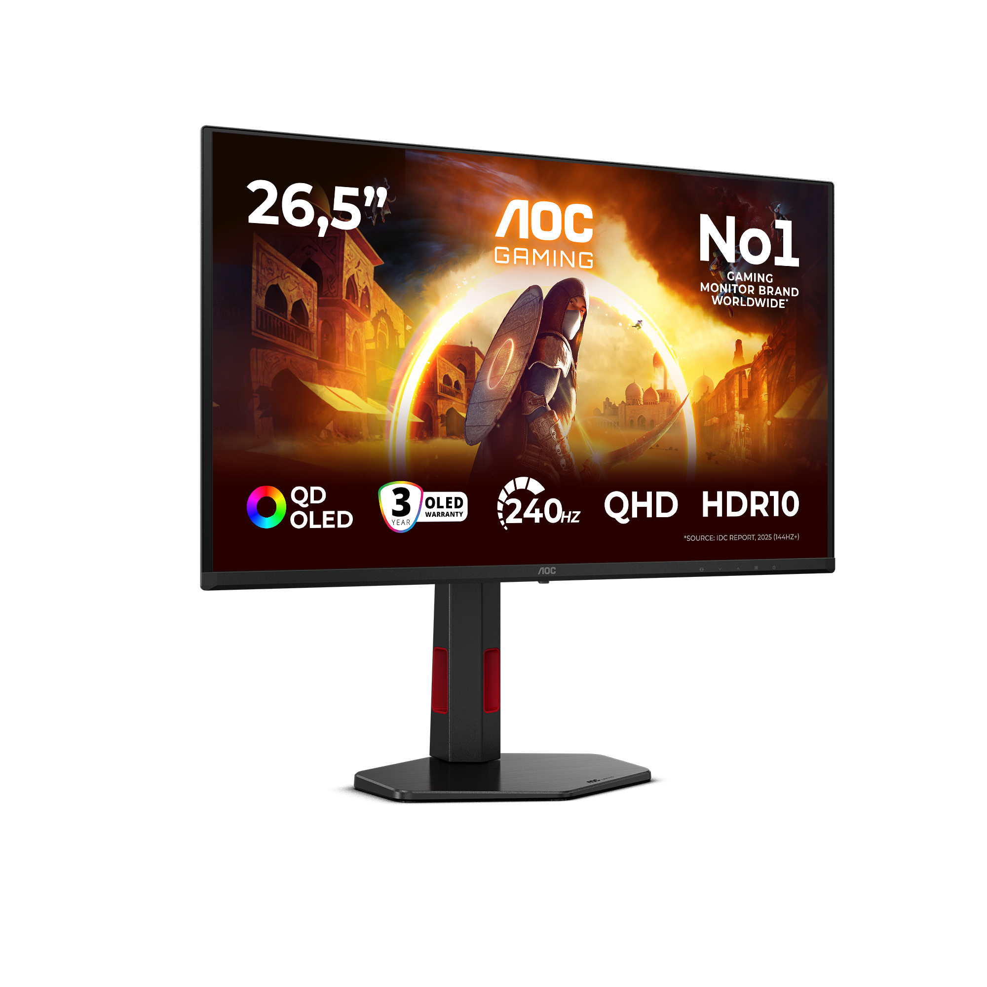 Un monitor gaming QD OLED de 26.5 pulgadas con 240Hz, QHD y HDR10.