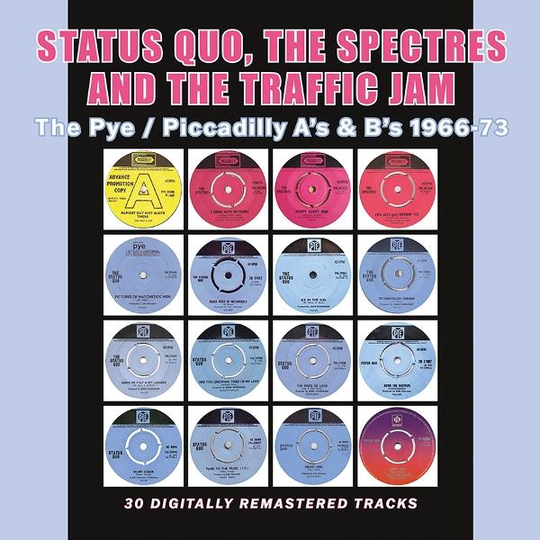 Albumcover mit 20 Schallplatten und Titel: Status Quo, The Spectres, Traffic Jam.