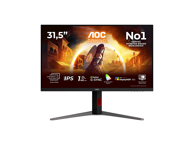 AOC U32G4U, 31.5 UHD 4K, 160Hz, 0.5ms MPRT, 1ms GtG, IPS, Altura Ajustable, VESA Certified DisplayHDR™ 400, Negro