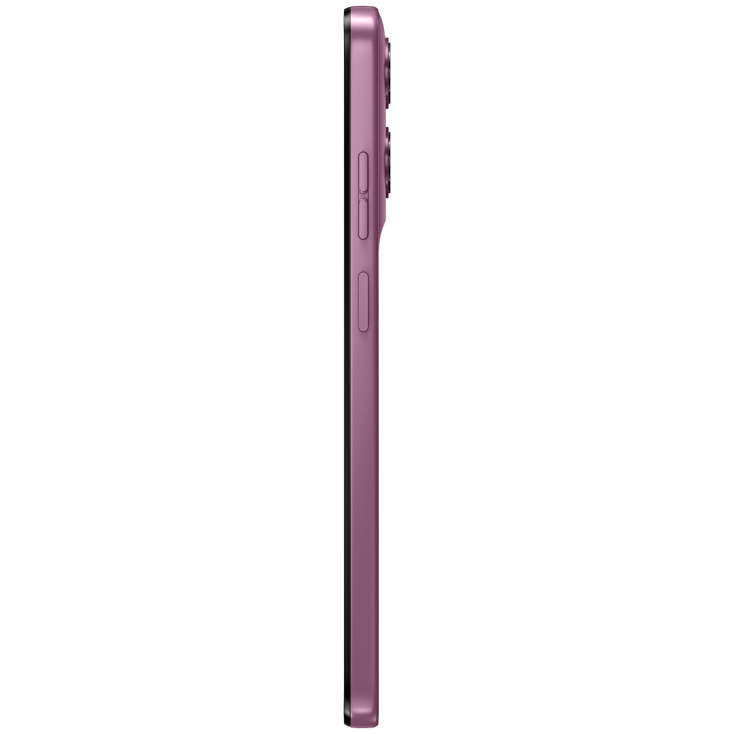 A purple smartphone shown from the side, with visible buttons and cameras.
