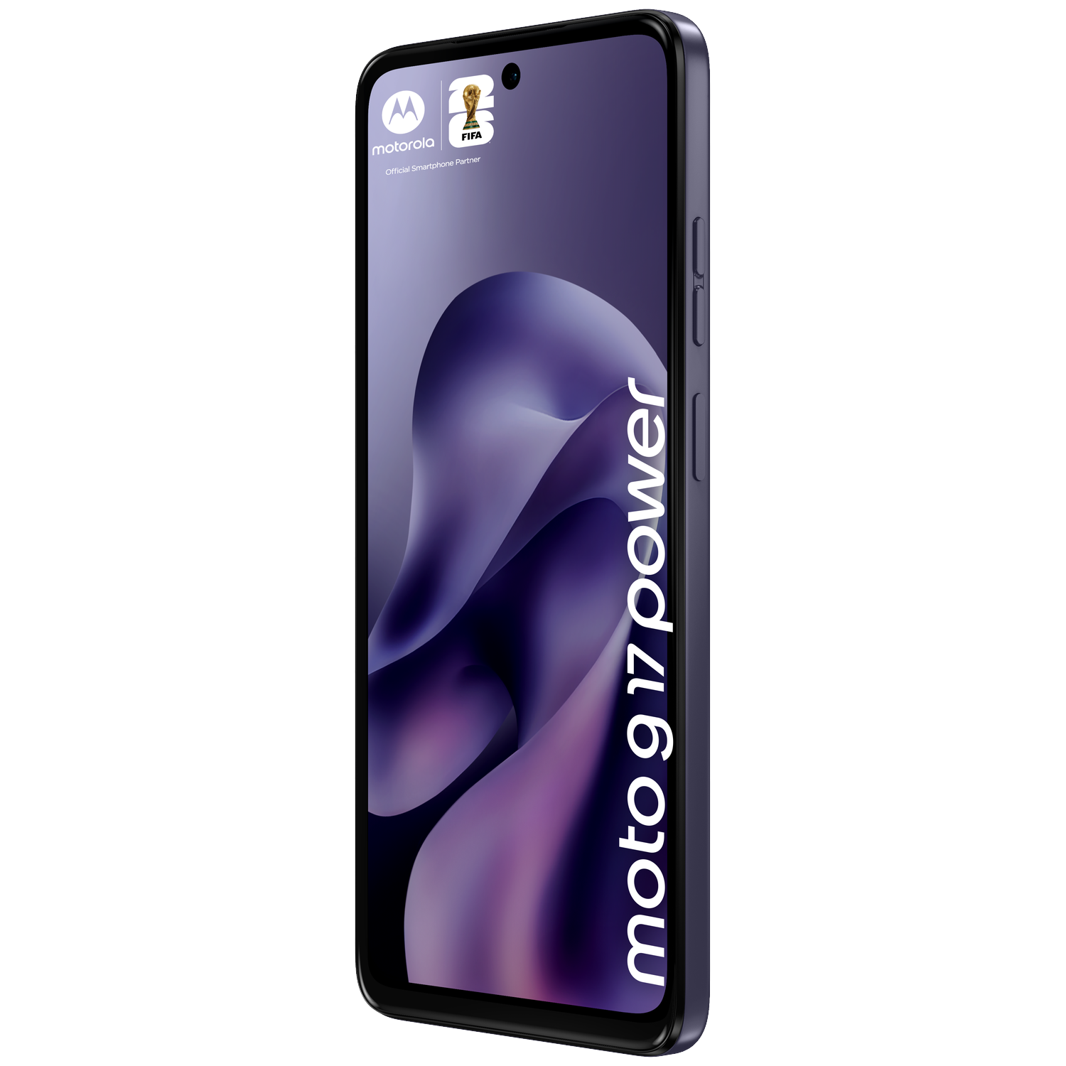 A dark Motorola smartphone featuring the FIFA logo and 'moto g 17 power' text.
