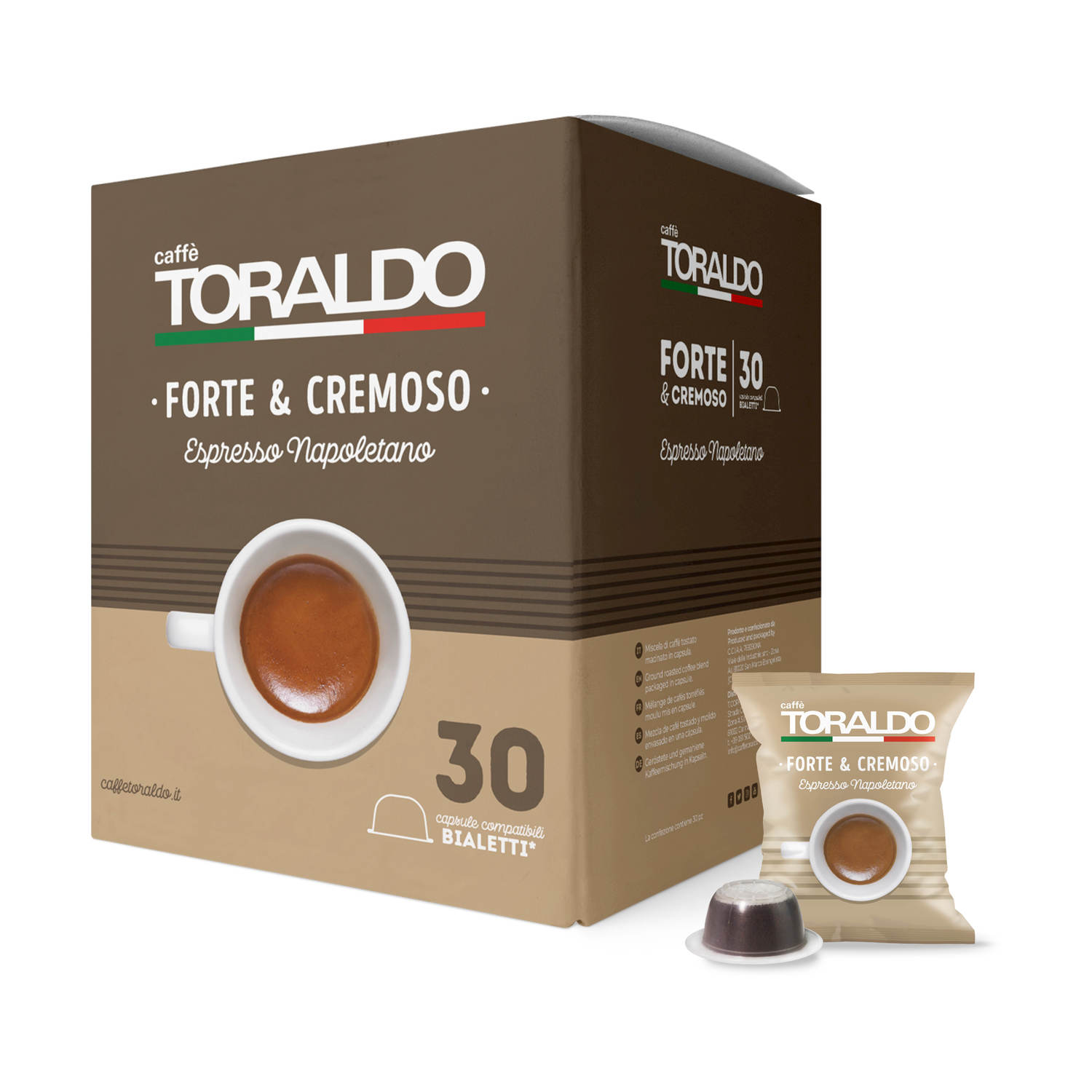 Scatola e capsula Caffè Toraldo Forte & Cremoso Espresso Napoletano.