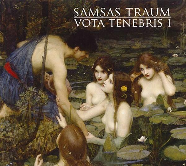 Mann greift ins Wasser nach badenden Frauen, umgeben von Seerosenblättern.