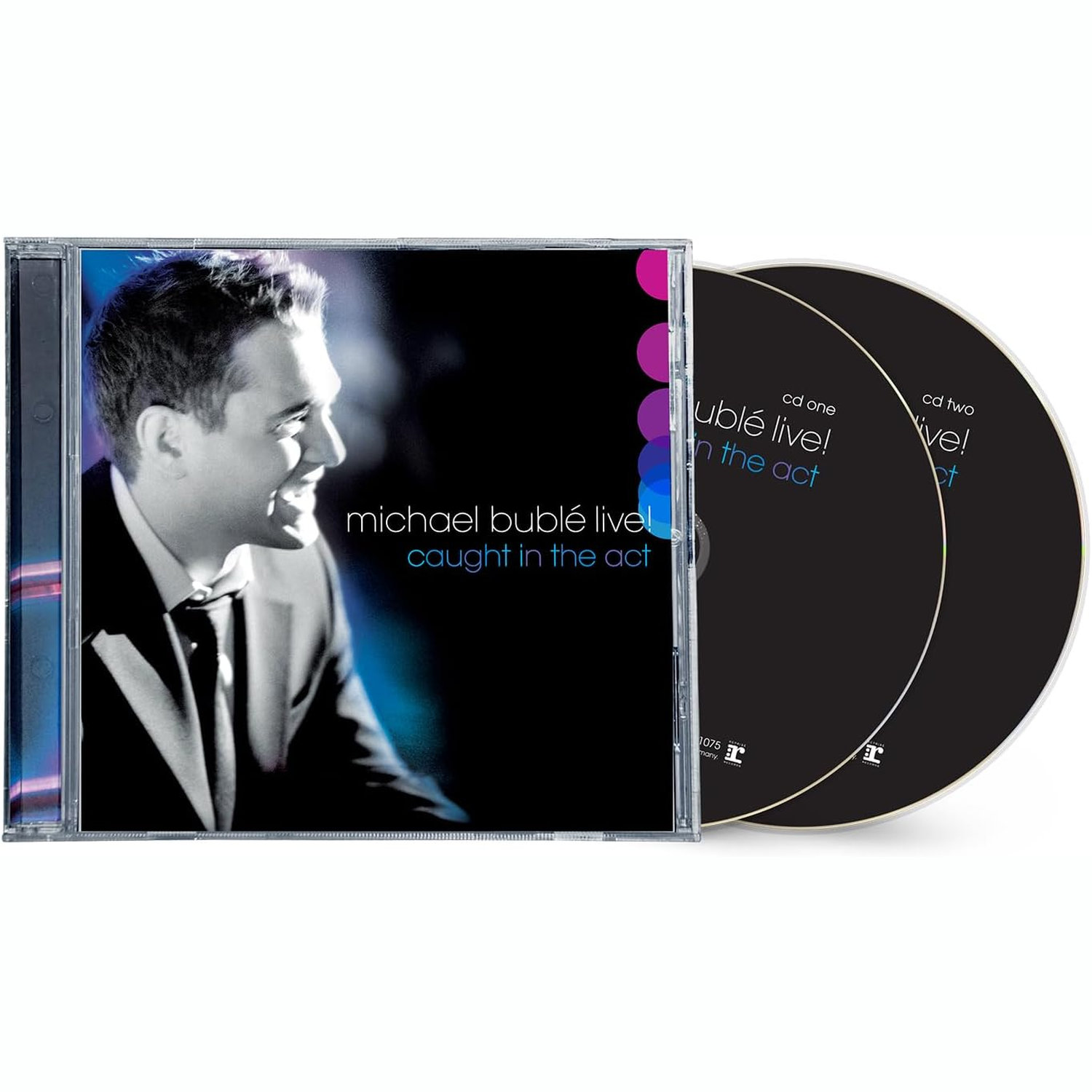 Michael Bublé Live! Caught in the Act CD-hoes met twee cd's ernaast.