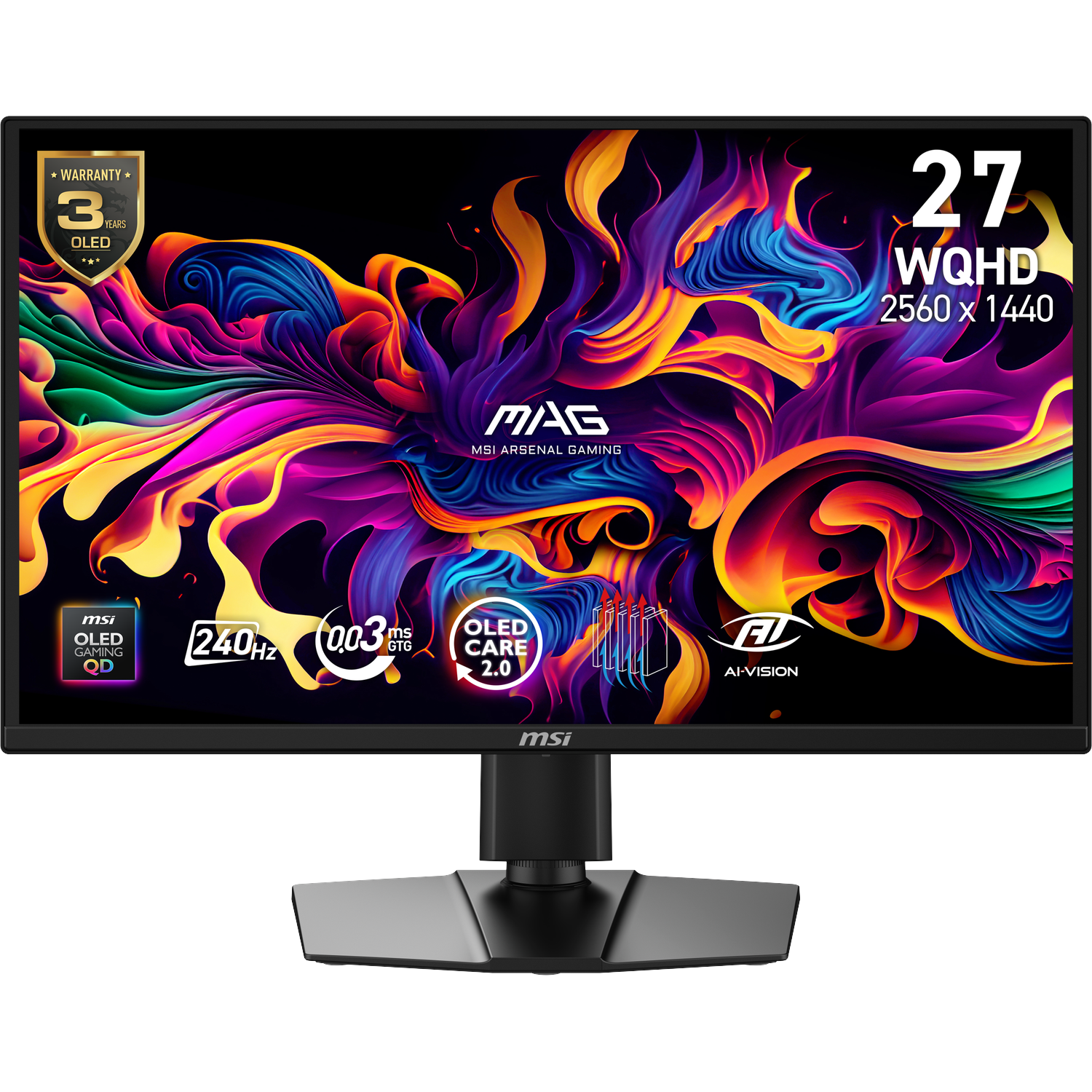 Moniteur MSI 27 pouces avec art abstrait vibrant, 240Hz, 0,03ms, OLED.