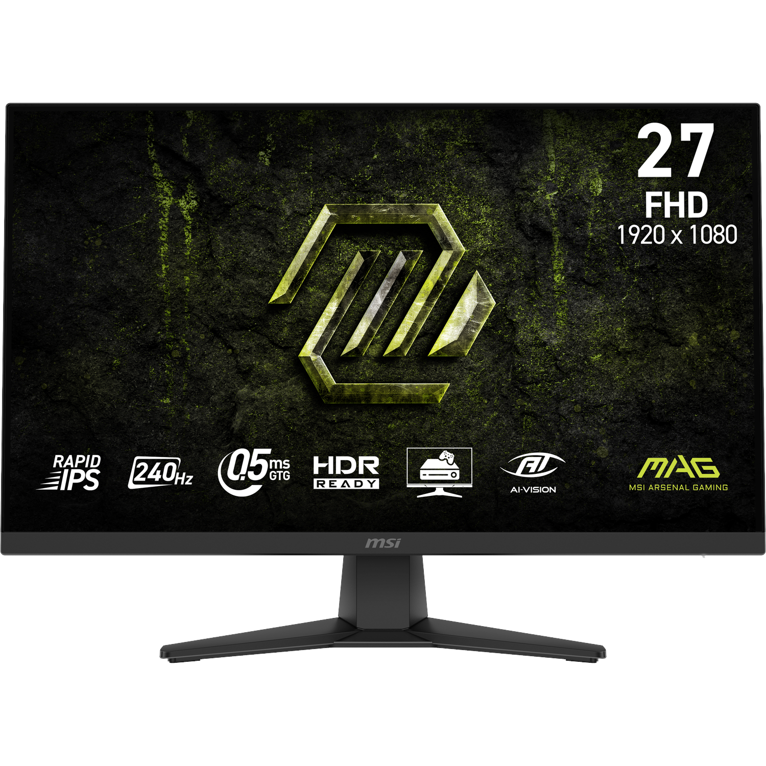 Moniteur gaming MSI 27" FHD 1920x1080 avec Rapid IPS, 240Hz, 0.5ms GTG, prêt HDR.