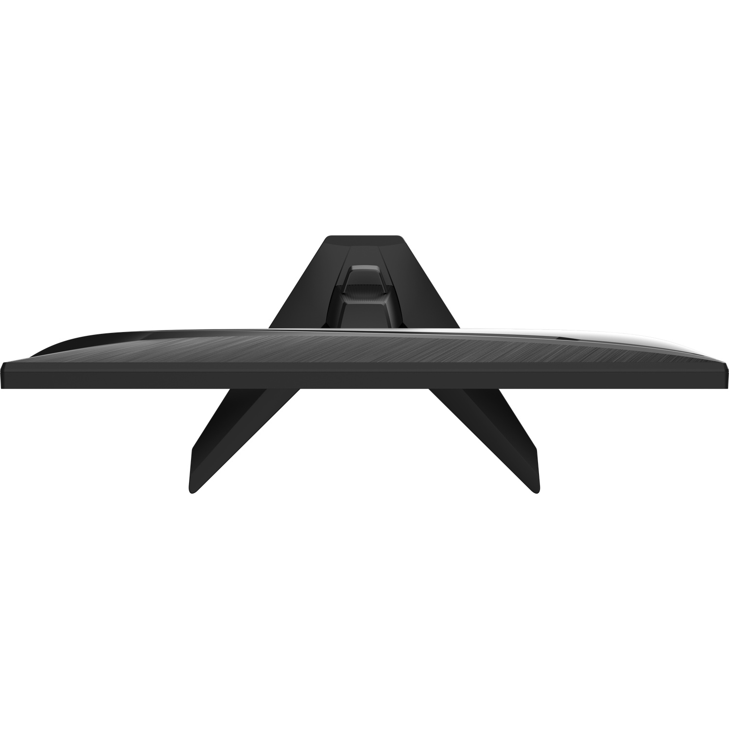 Support de moniteur noir vu de dessus, avec une base en V.