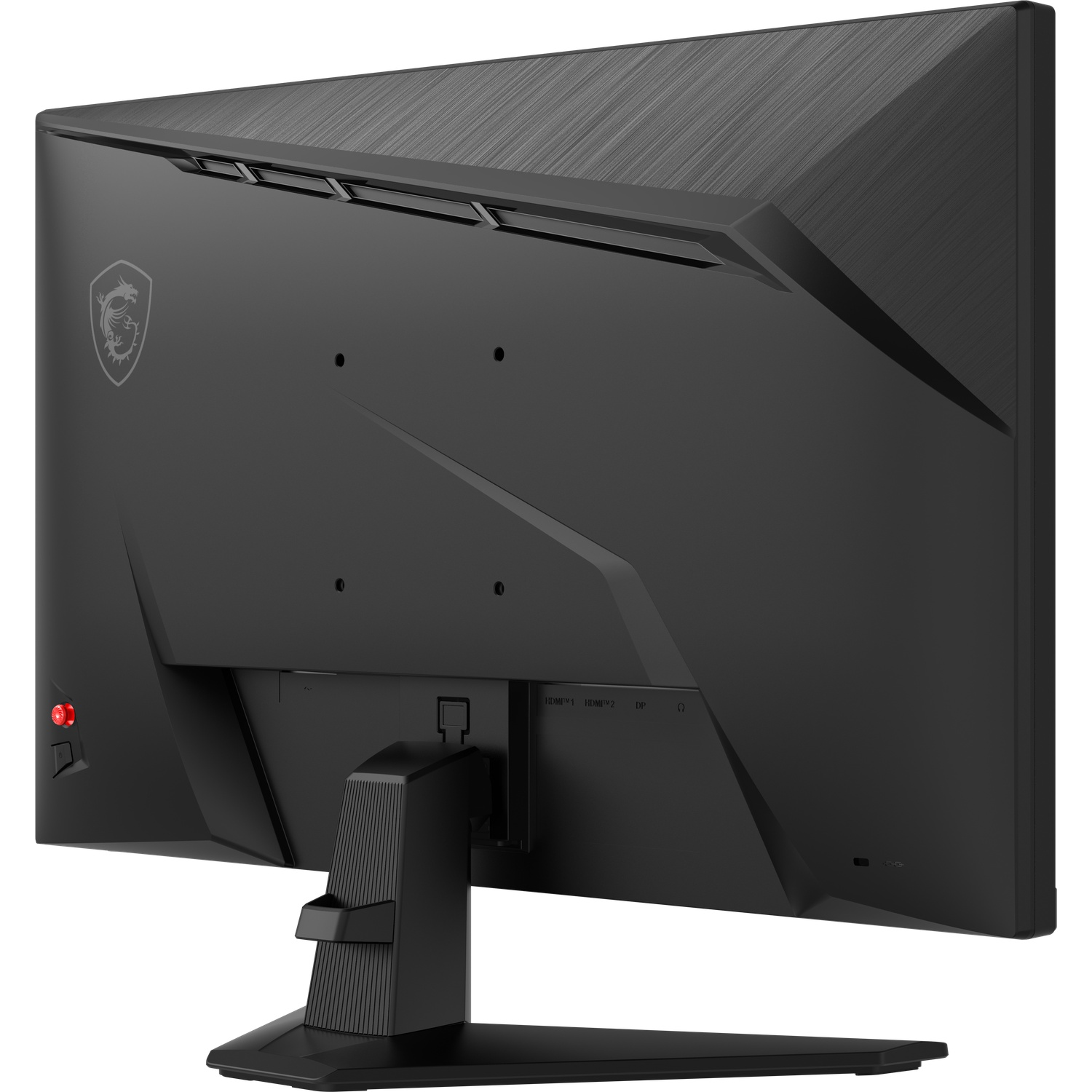 Arrière d'un moniteur MSI noir avec logo MSI et ports.