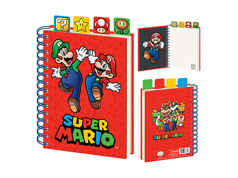 Libreta - Sherwood Super Mario, Tamaño de A5, Con anillas
