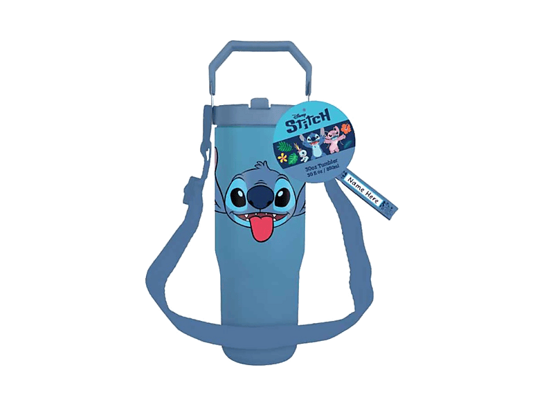 Termo - Sherwood Lilo & Stitch, 880 ml, Con cuerda, Térmica, Tamaño XL, Para bebidas calientes y frías, pajita incorporada