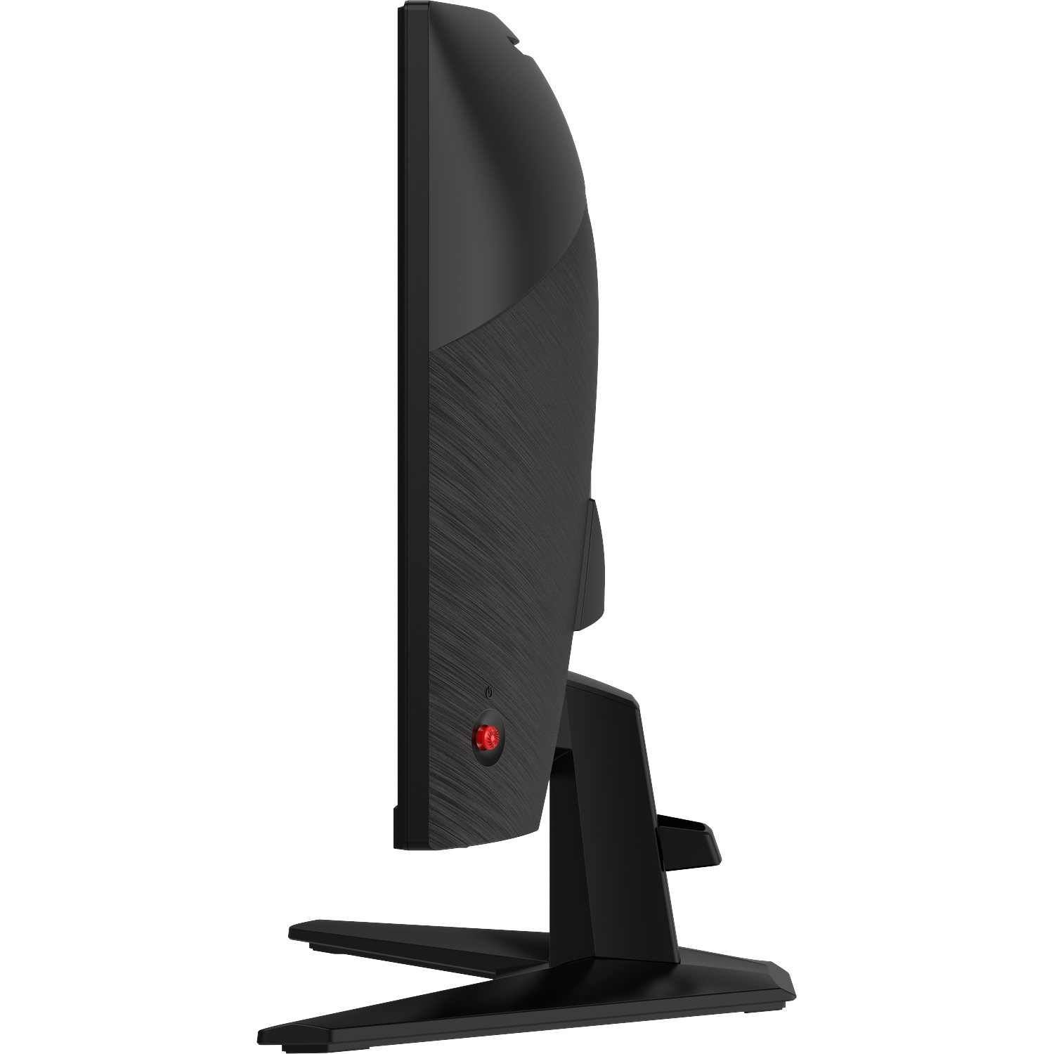 A black computer monitor shown in profile against a white background.