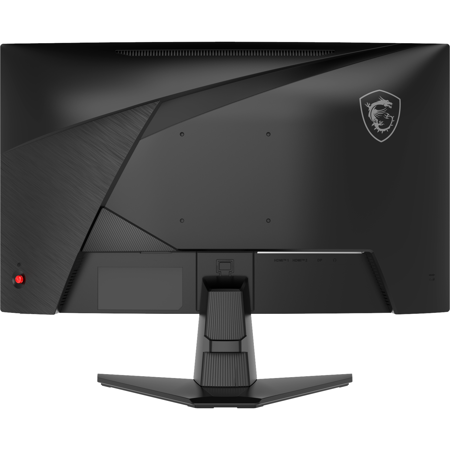 Black monitor back with MSI logo and ports.