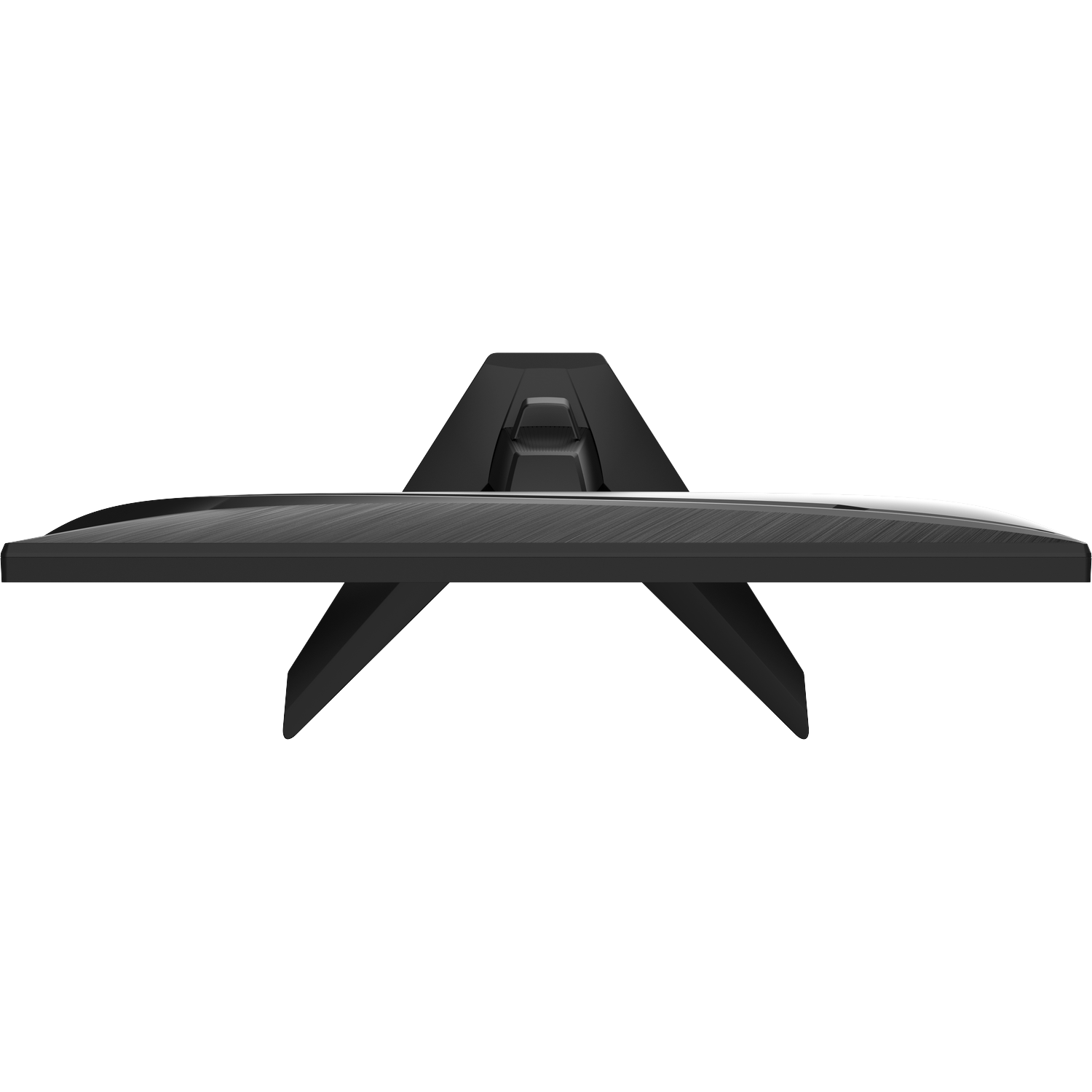 Black computer monitor seen from above, with a V-shaped stand.