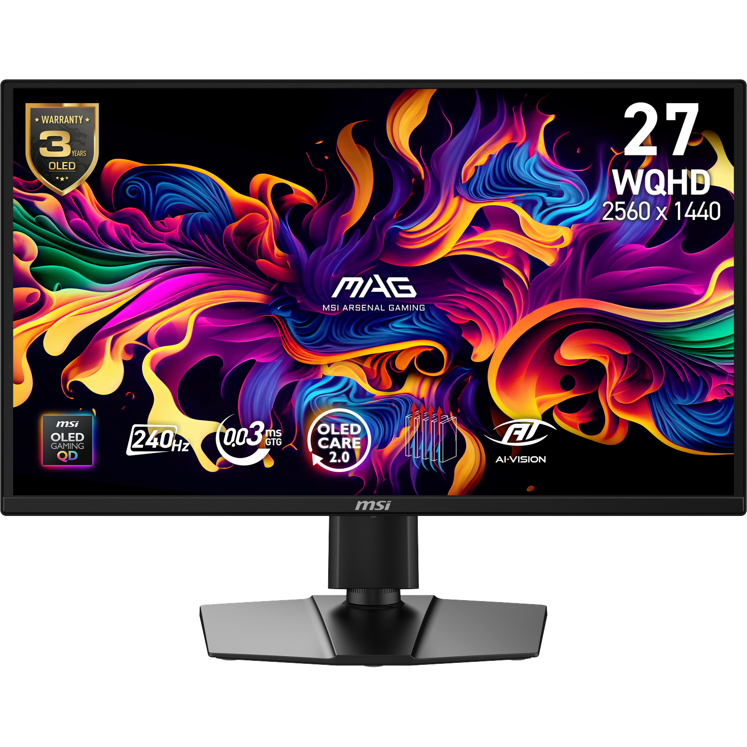 MSI Mag 272qp Qd-oled X24 26.5 Inch Wqhd 2560 X 1440 Pixels Oled (organic Light-emitting Diode)