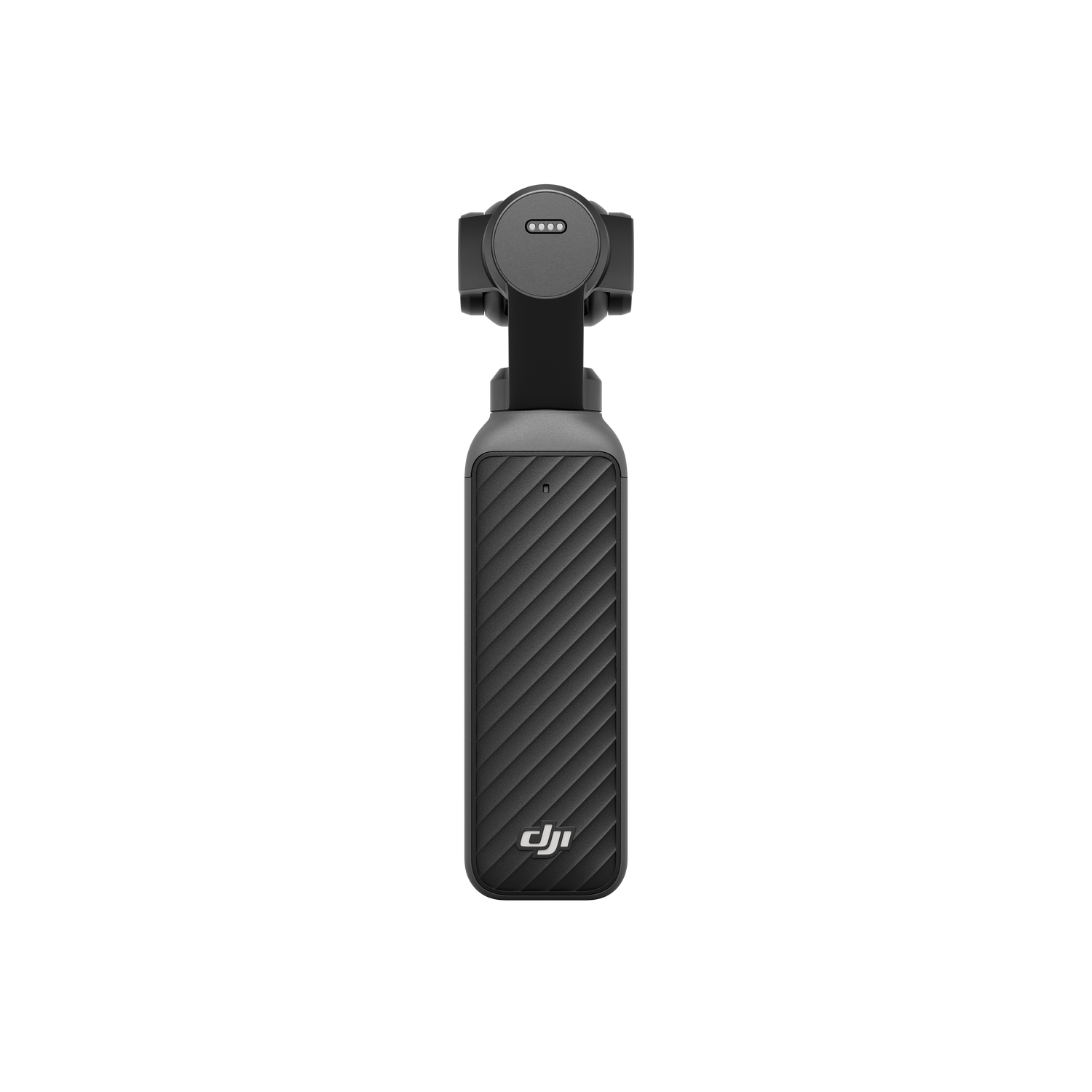 Un estabilizador de cardán DJI Osmo Pocket 3 negro con agarre texturizado.