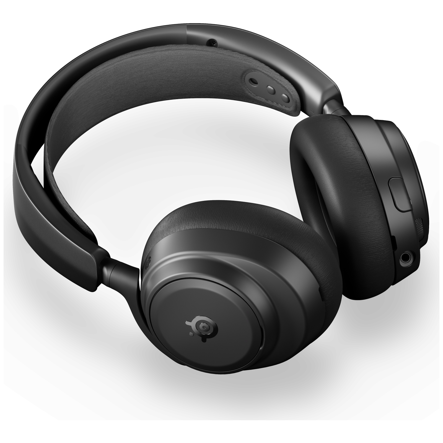 Black over-ear headphones featuring a padded headband and earcups.