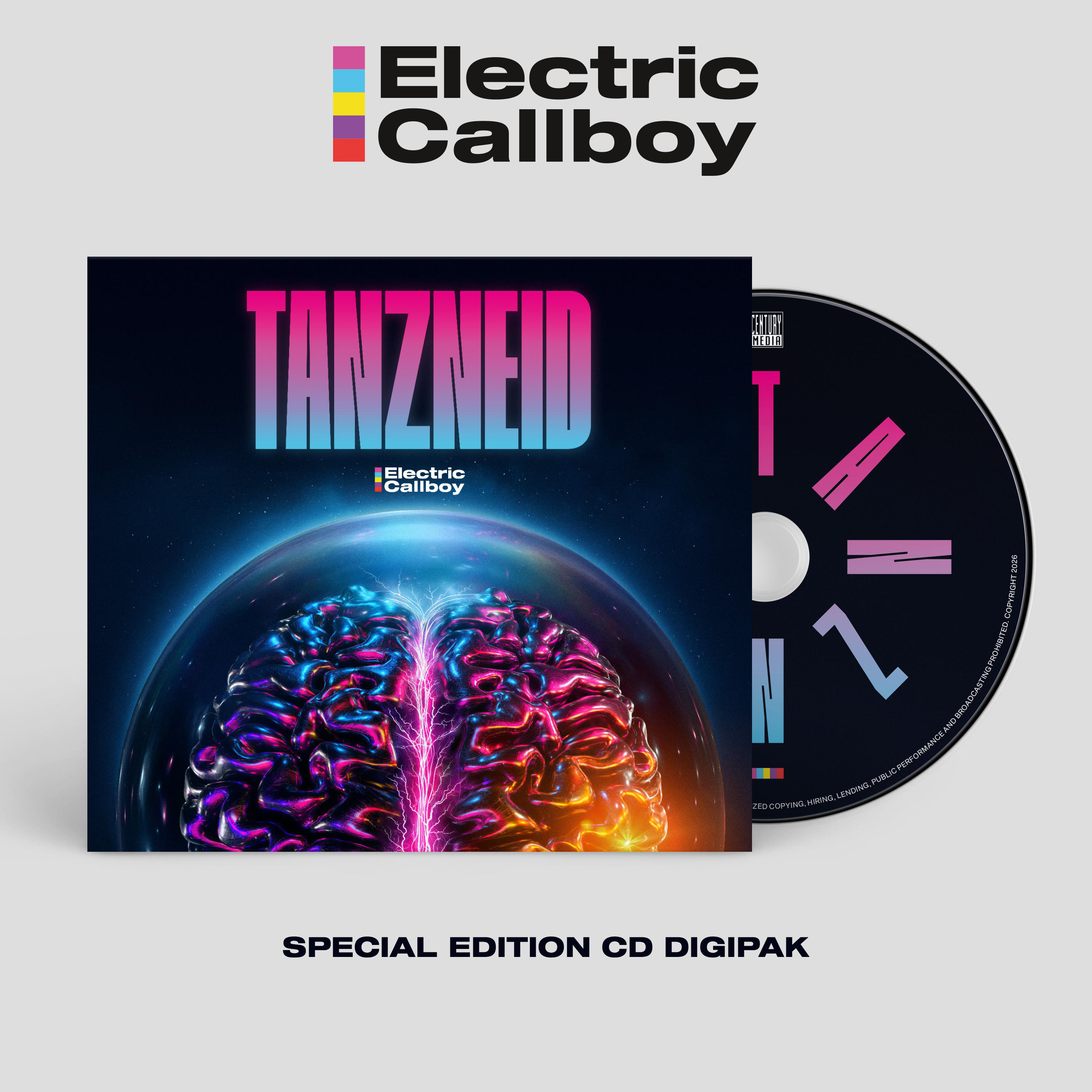 CD-Digipak mit Gehirn-Motiv und Bandlogo 'Electric Callboy'.