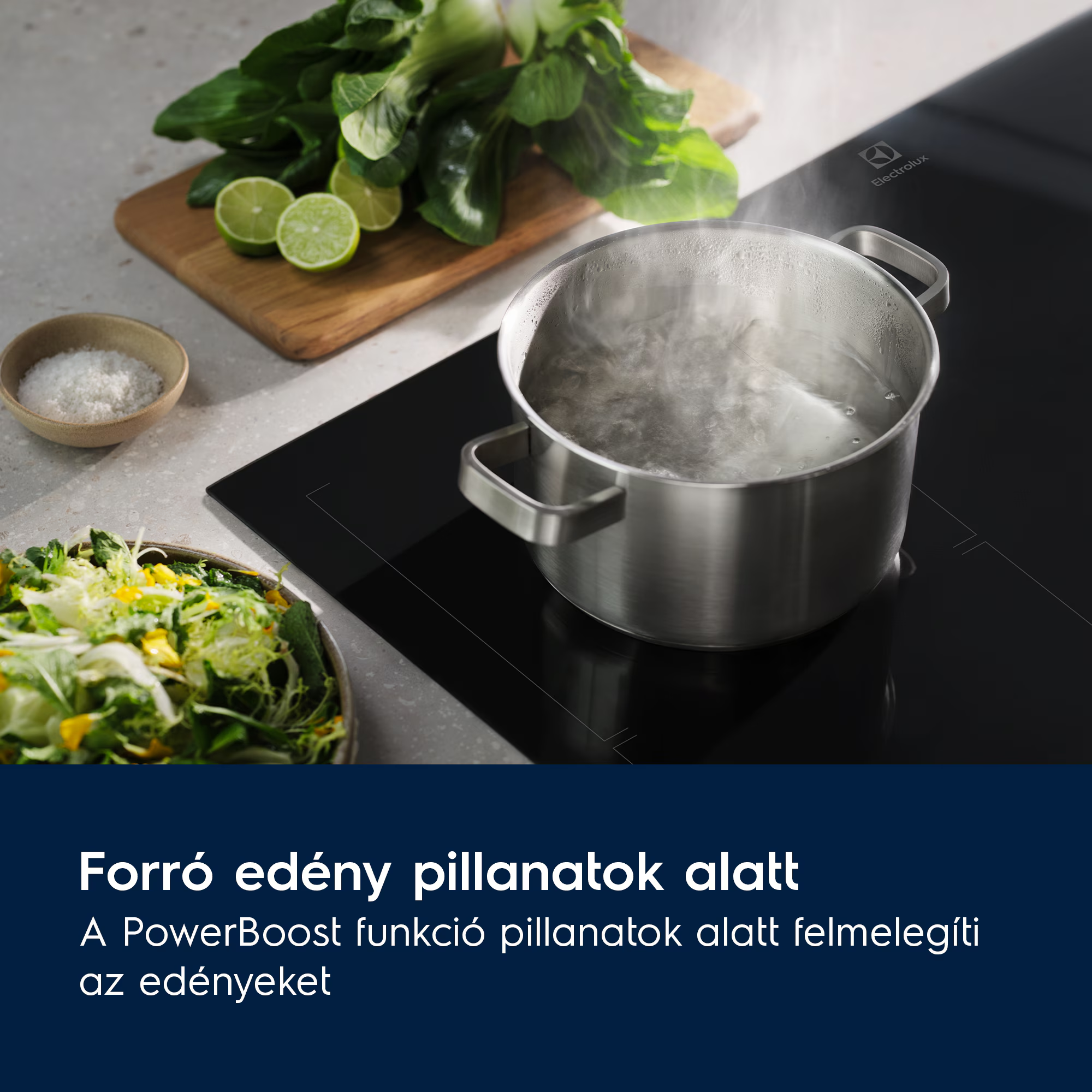 Forrásban lévő vízről készült, hozzávalókkal.