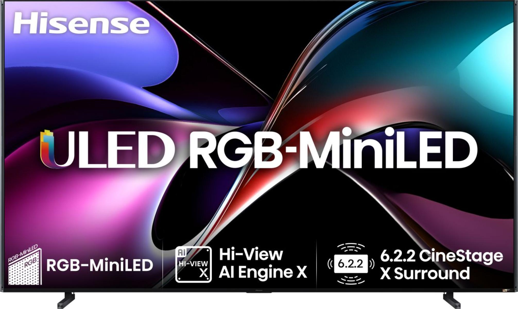 Hisense ULED RGB-MiniLED Fernseher mit Hi-View AI Engine X und 6.2.2 CineStage X Surround.