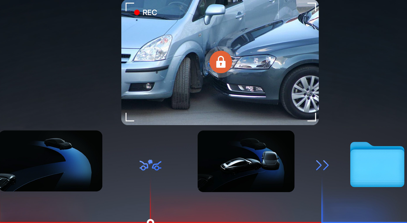 Dwa samochody zderzyły się. Widoczny jest symbol kłódki.