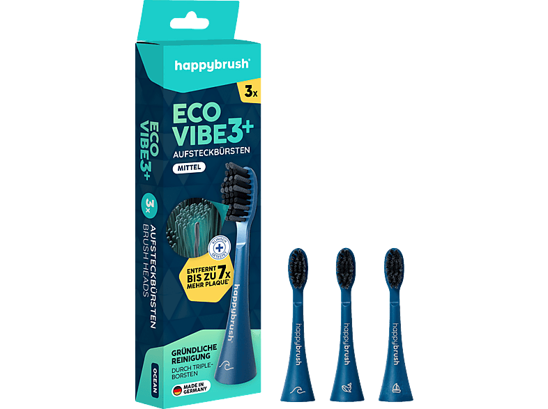 happybrush ECO VIBE 3+ Ocean Schall-Aufsteckbürsten 3 Stück