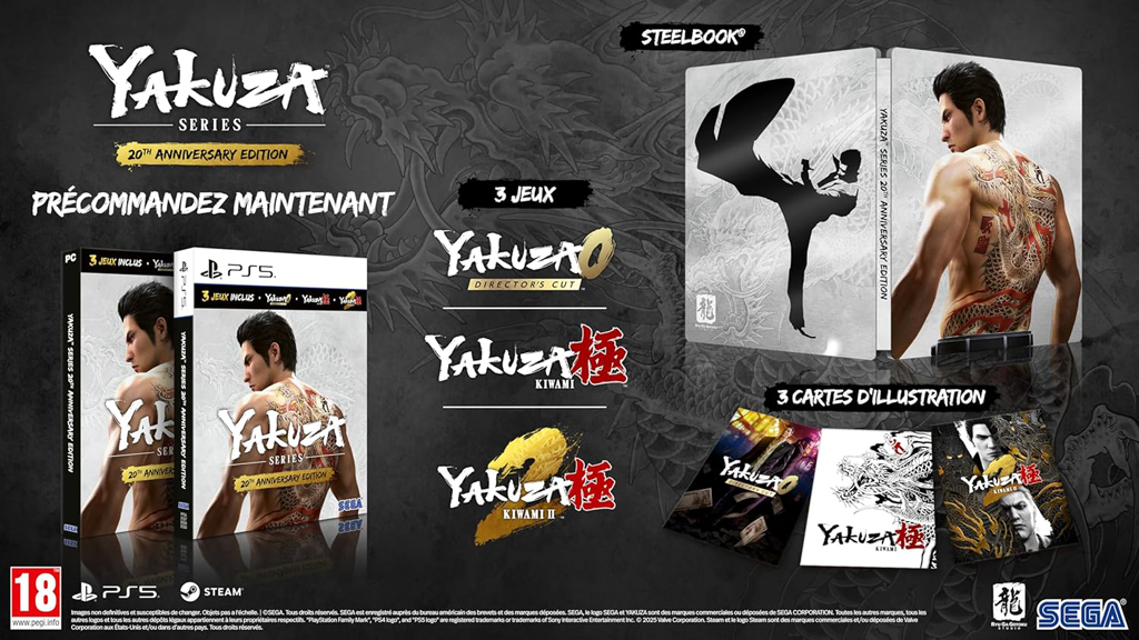Yakuza Series 20th Anniversary Edition: Spiele, Steelbook, und Illustrationen.