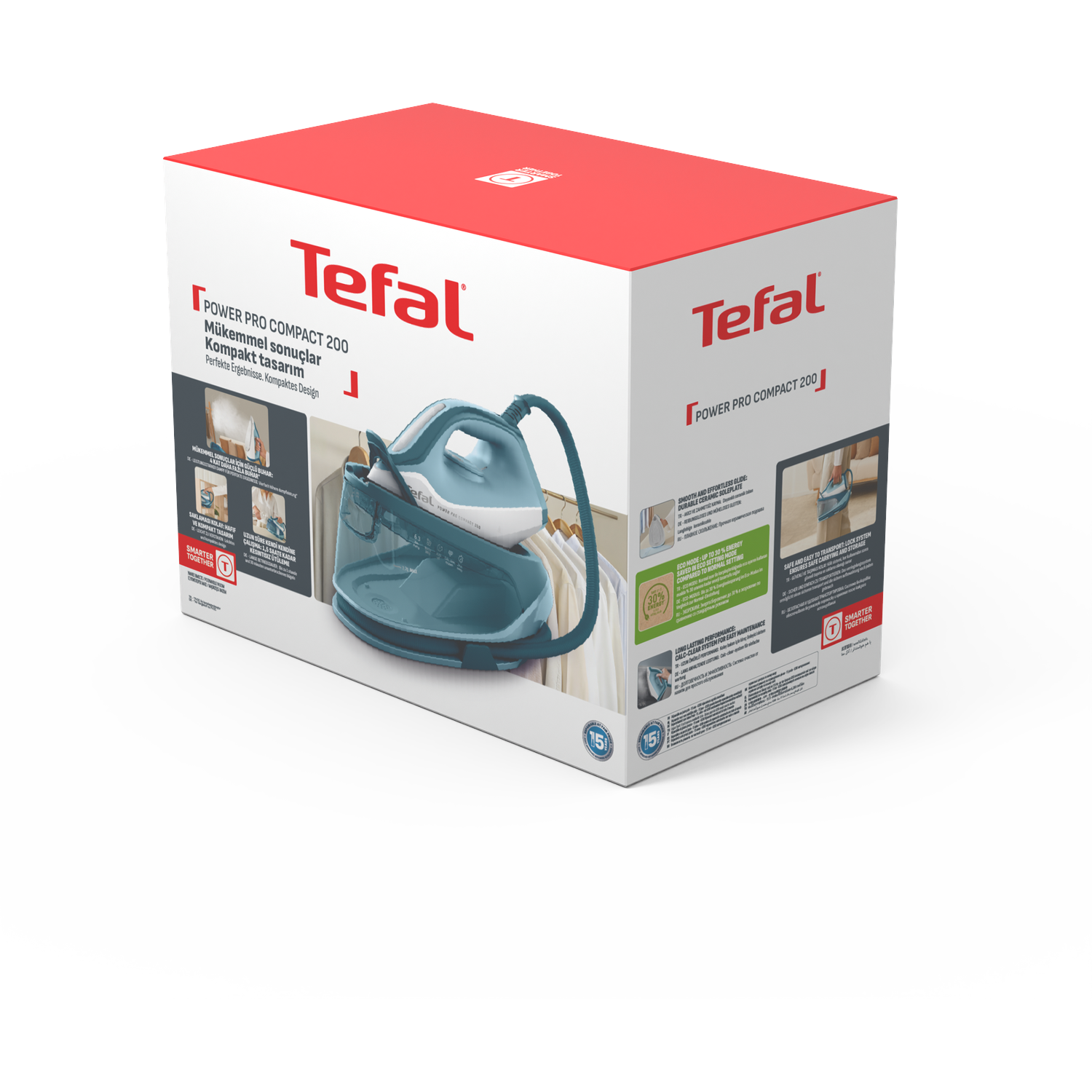 Tefal Power Pro Compact 200 stoomstrijkijzer op de verpakking.