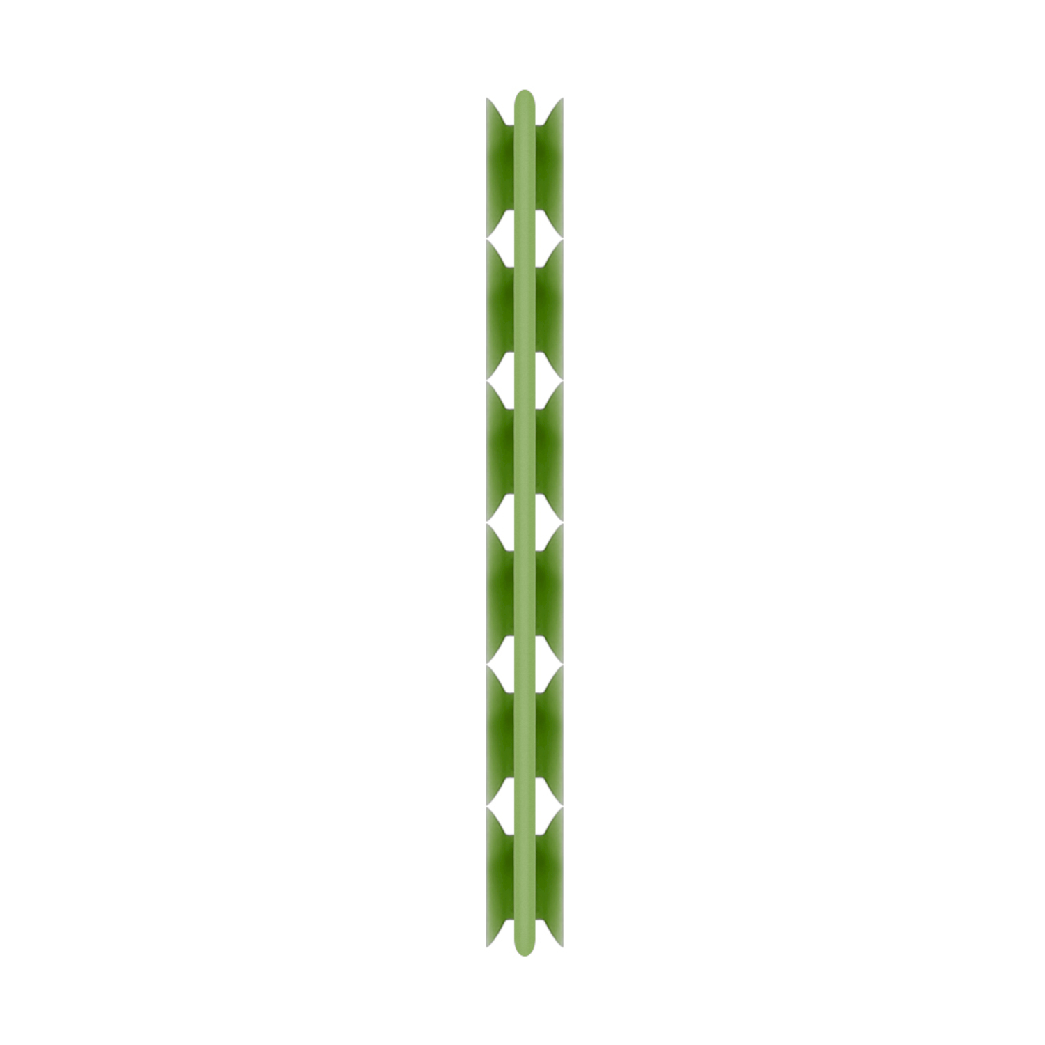 Un oggetto verde verticale con quattro punte su ciascun lato.