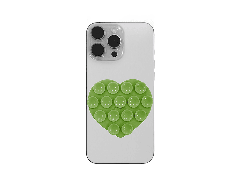 ACCESSORIO CELLY Ventosa per telefono a forma di cuore, Verde