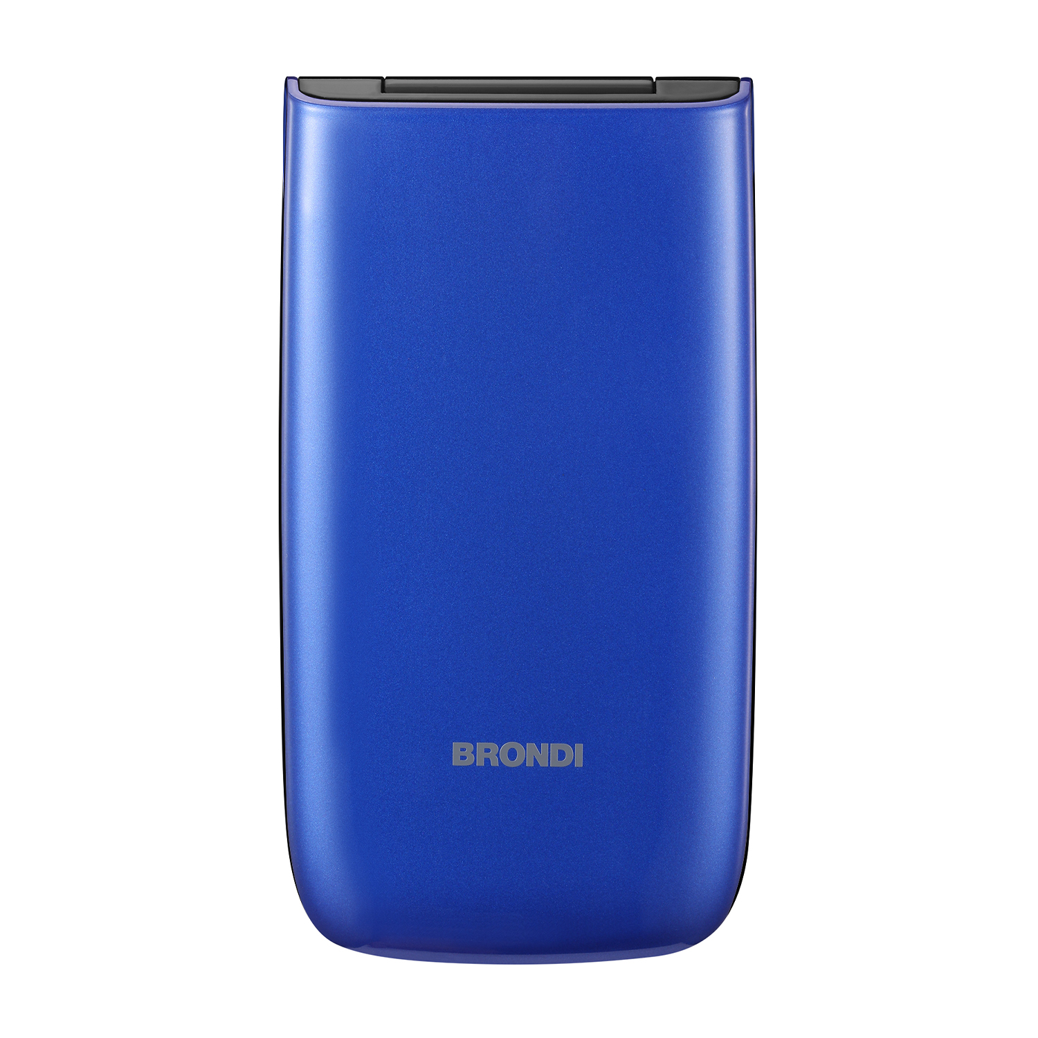 Un telefono a conchiglia blu con il logo Brondi.
