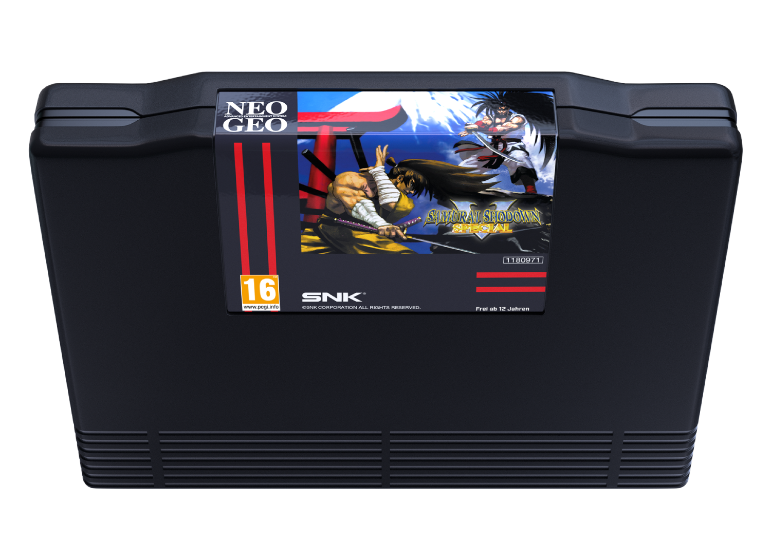 Cartucho de juego Neo Geo Samurai Shodown Special con arte de luchadores.
