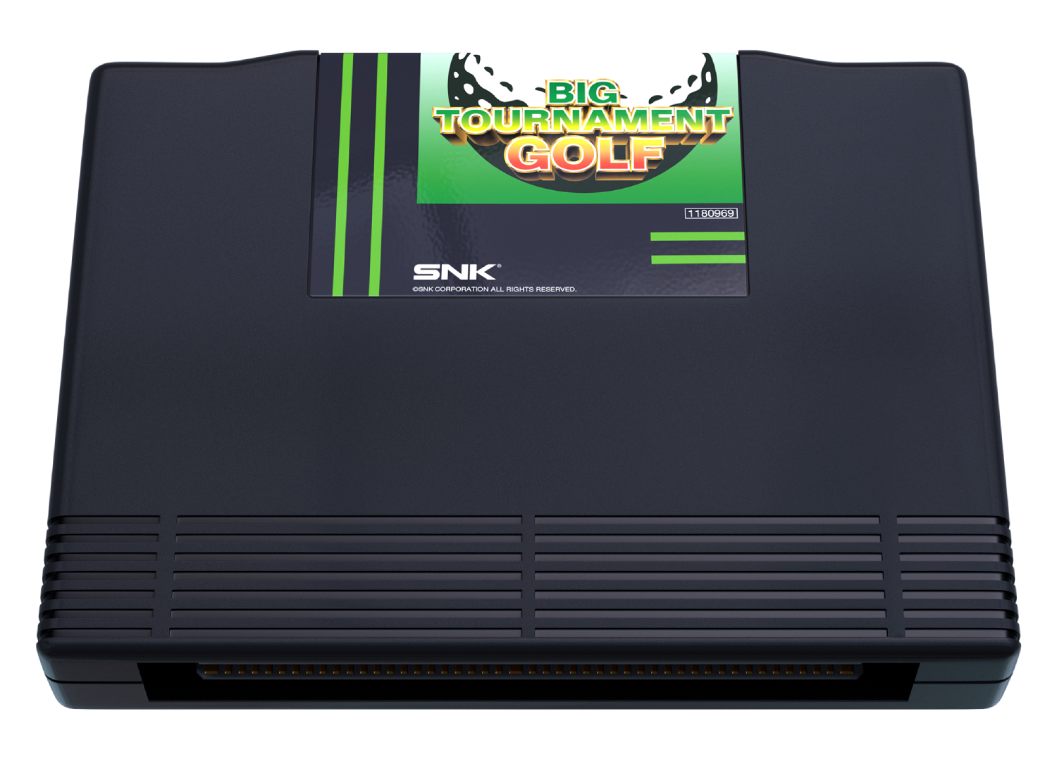 Cartucho de juego negro con etiqueta SNK Big Tournament Golf.