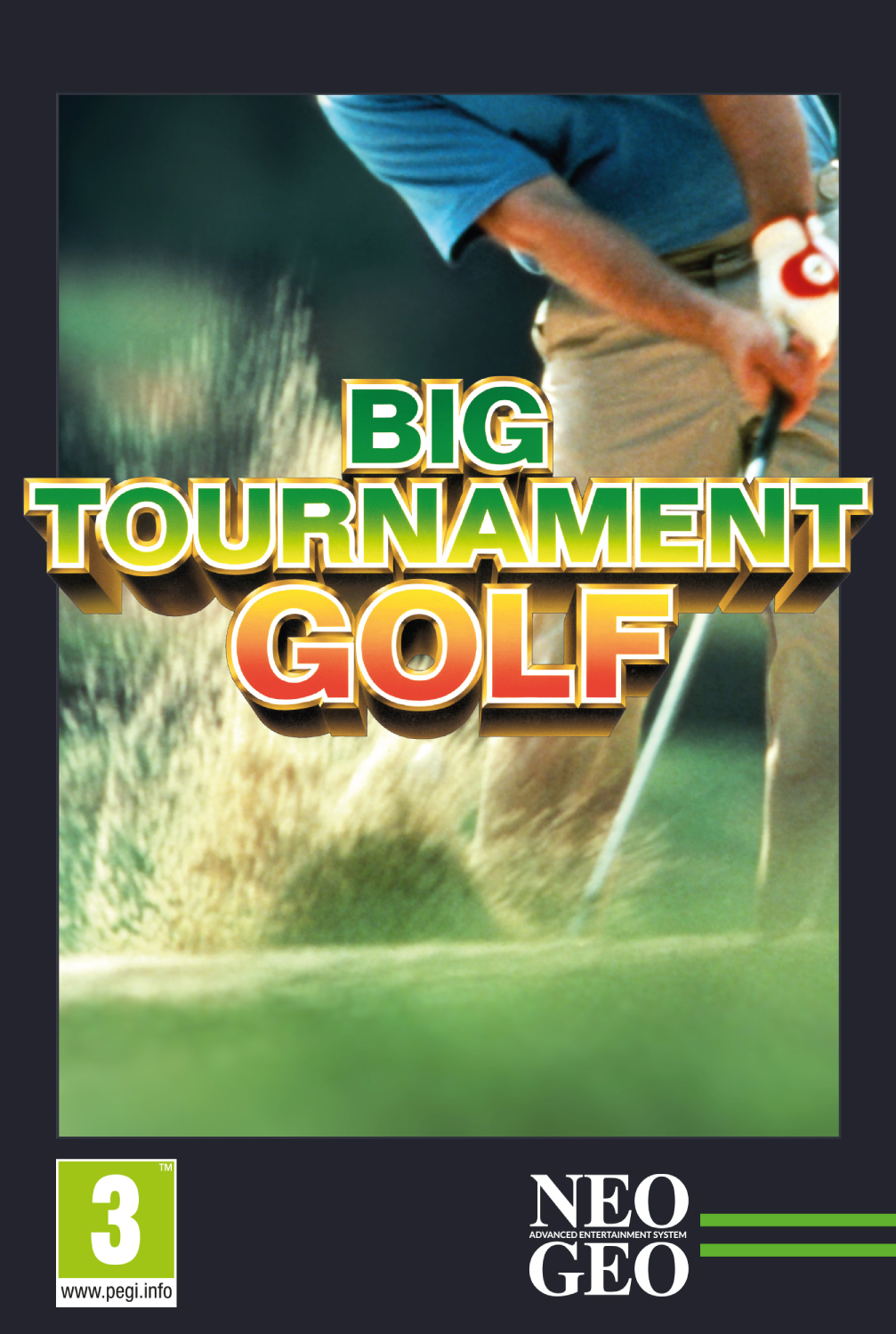 Portada del juego Big Tournament Golf: golfista en pleno swing, texto 'BIG TOURNAMENT GOLF'