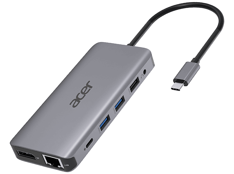 Docking Station - Acer Adaptador Multipuerto USB -C, 12 puertos en 1, Plata