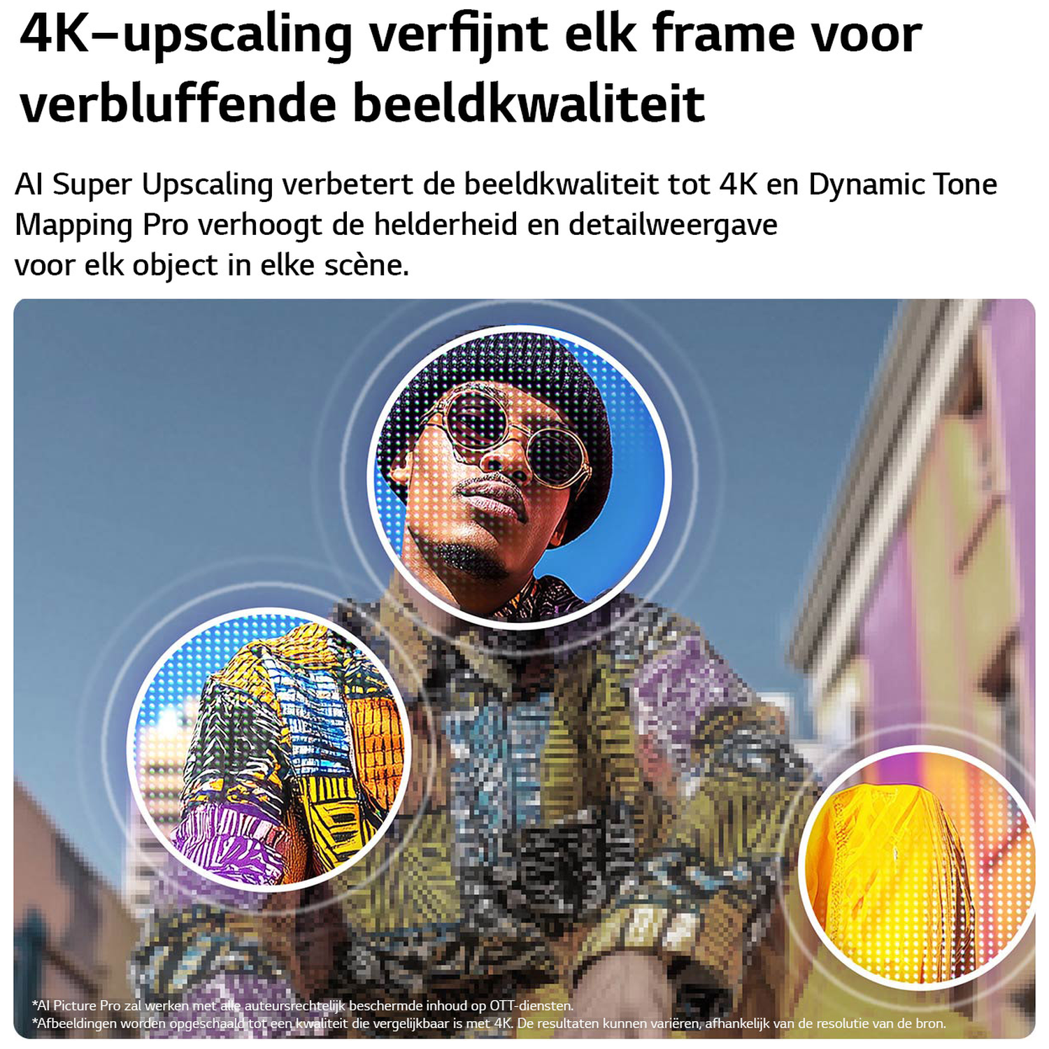 Een man draagt een kleurrijke jas. Close-ups tonen zijn gezicht en kleding.