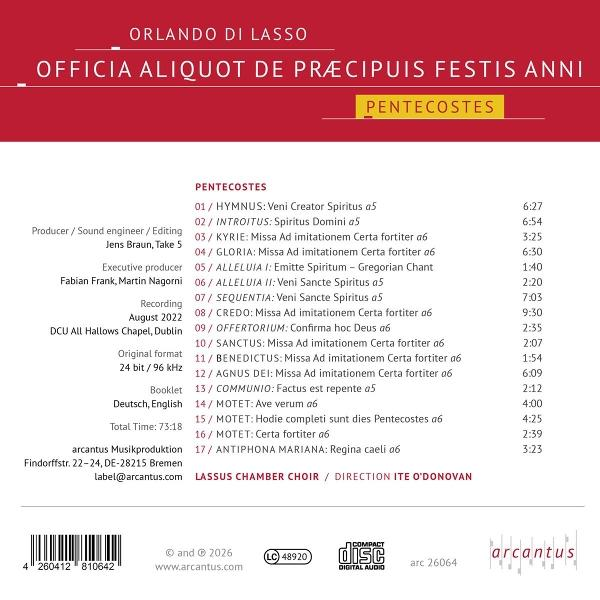 Cover einer CD von Orlando di Lasso mit einem Werkverzeichnis.