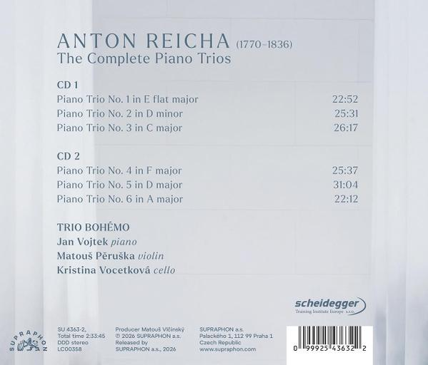 CD-Cover mit Anton Reichas Klaviertrios, aufgeführt vom Trio Bohémo.