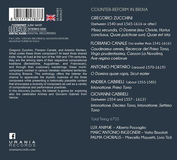 CD-Cover mit Barcode, Disc-Logo, Komponistennamen und Werklisten.