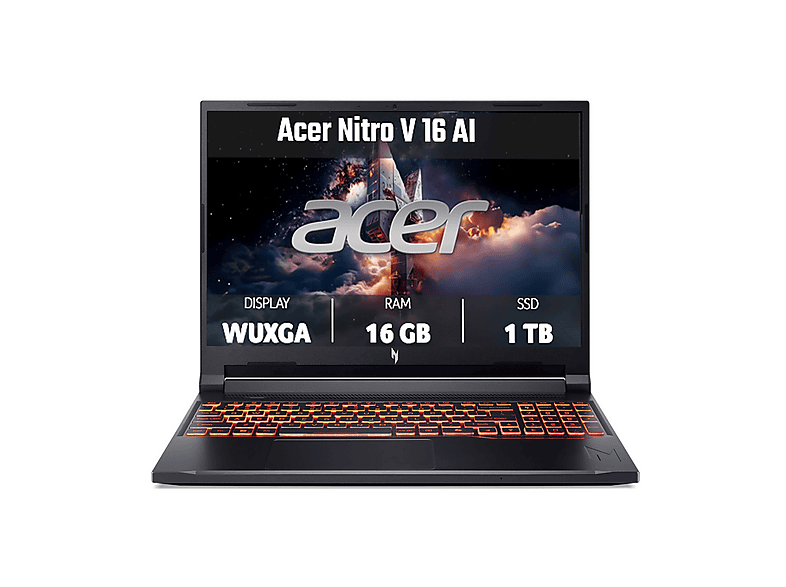 ACER Nitro V 16 AI ANV16-42 Notebook Gaming, ", processore AMD Ryzen 7 260, NVIDIA GeForce RTX™ 5050, RAM GB, 1024 GB SSD, Black, Windows 11 Home