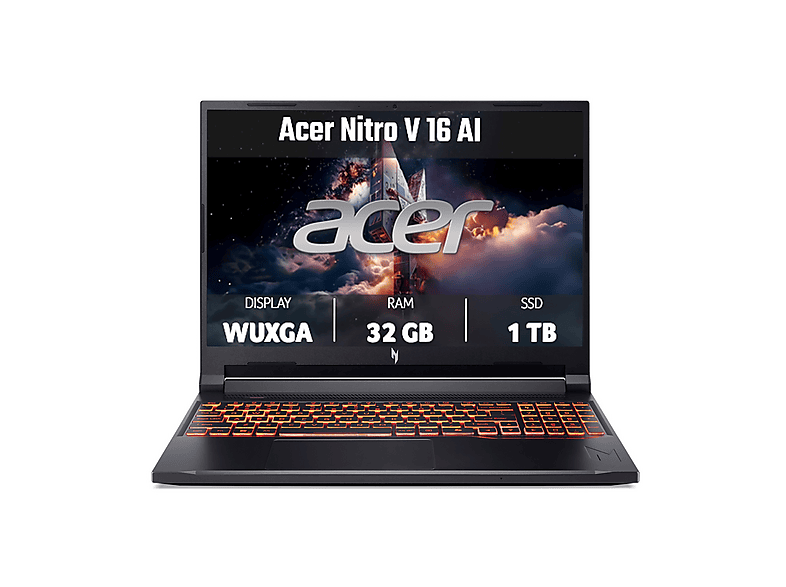 ACER Nitro V 16 AI ANV16-42 Notebook Gaming, '', processore AMD Ryzen 7 260, NVIDIA GeForce RTX™ 5070, RAM 32 GB, 1024 GB SSD, Black, Windows 11 Home
