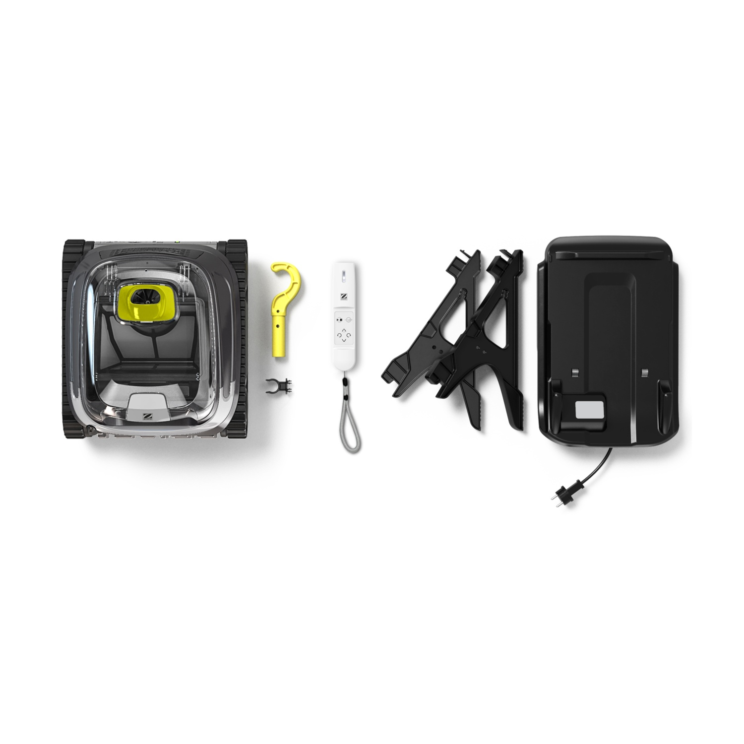 Kit robot tagliaerba con telecomando, cavo e staffa.