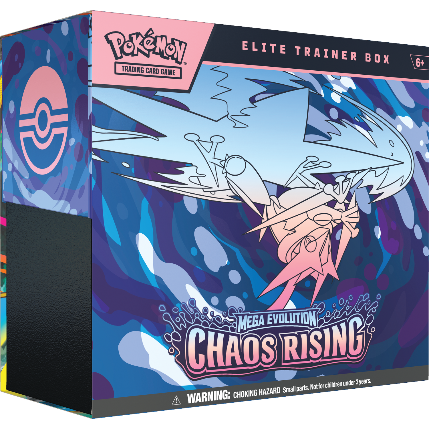 Pokémon Elite Trainer Box 'Chaos Rising' met Mega Evolutie-afbeelding.